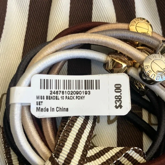 Henri Bendel 10 Piece Hair Ties Set Grey Multi Color Bundle NWT - Picture 5 of 5